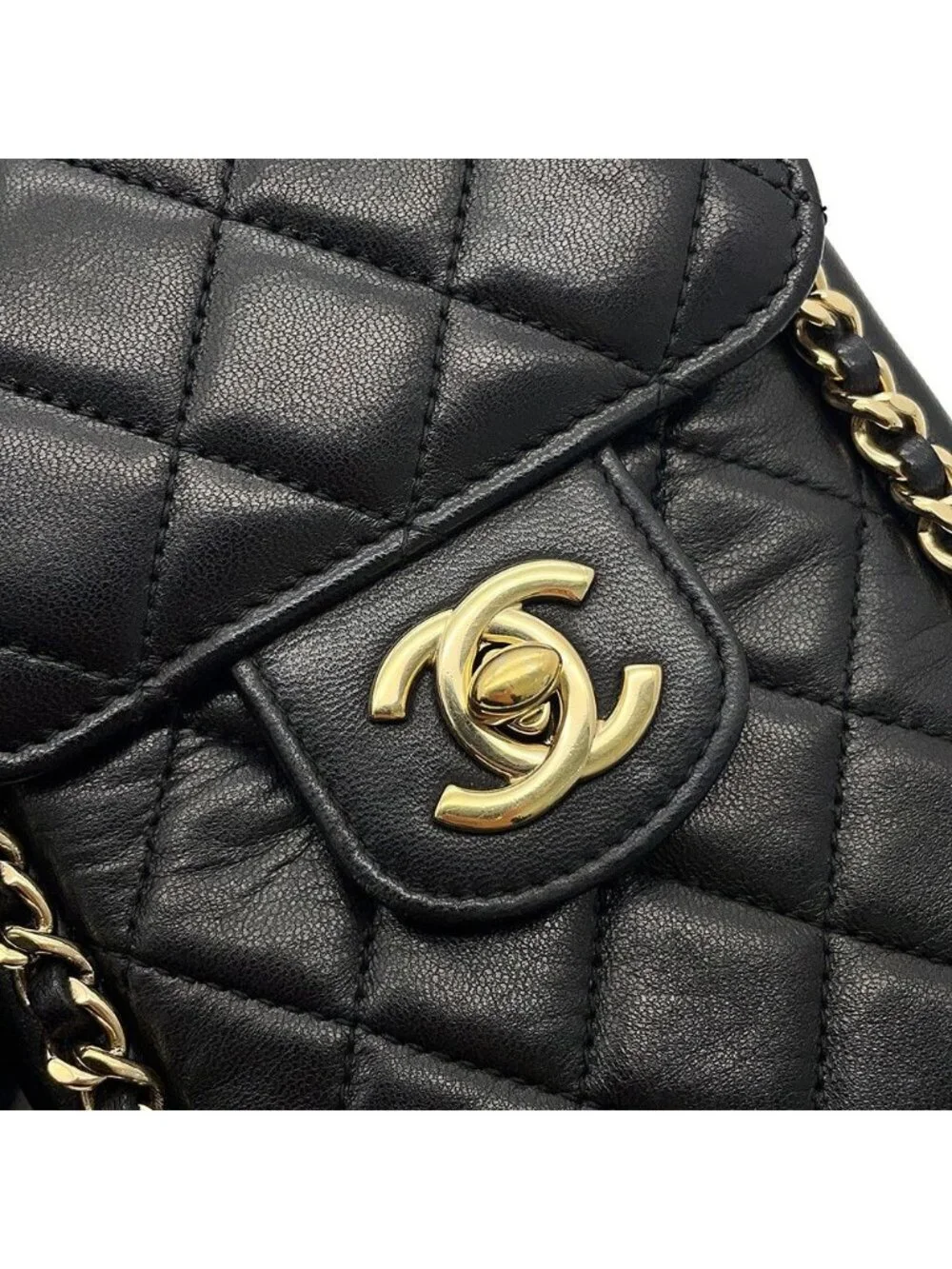 Chanel Chain Phone Case Quilted CC Logo Lambskin Bag Black